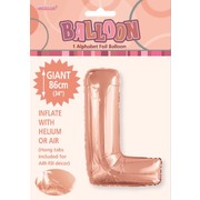 Rose Gold Letter L Foil Supershape Balloon (34in-86cm) Pk 1