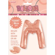 Rose Gold Letter M Foil Supershape Balloon (34in-86cm) Pk 1