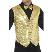 Adult Male Gold Sequin Waistcoat Vest (Large, 42-44) Pk 1 (VEST ONLY)