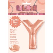Rose Gold Letter Y Foil Supershape Balloon (34in-86cm) Pk 1