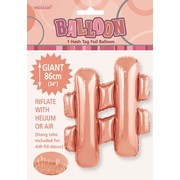 Rose Gold Hashtag # Foil Supershape Balloon (34in-86cm) Pk 1
