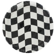 Black Check Party Plates - Large 22.2cm Pk8 