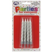 Candles Birthday Jumbo Silver Pk8 