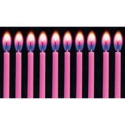 Pink Colour Flame Pink Candles with Holders Pk 10