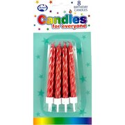 Metallic Red Jumbo Spiral Birthday Cake Candles (Pk 8)