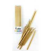 Gold Tall Cake Candles (12cm) Pk 12