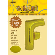 Gold Letter F Foil Supershape Balloon (34in-86cm) Pk 1