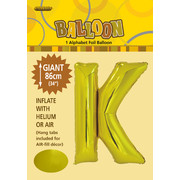 Gold Letter K Foil Supershape Balloon (34in-86cm) Pk 1