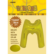 Gold Letter M Foil Supershape Balloon (34in-86cm) Pk 1