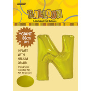 Gold Letter N Foil Supershape Balloon (34in-86cm) Pk 1