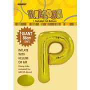 Gold Letter P Foil Supershape Balloon (34in-86cm) Pk 1