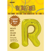 Gold Letter R Foil Supershape Balloon (34in-86cm) Pk 1