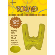 Gold Letter W Foil Supershape Balloon (34in-86cm) Pk 1