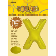 Gold Letter X Foil Supershape Balloon (34in-86cm) Pk 1