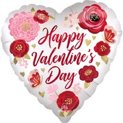 Jumbo Valentine's Day Flowers Heart Foil Balloon 71cm