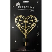 Gold Acrylic Geometric Heart Cake Topper