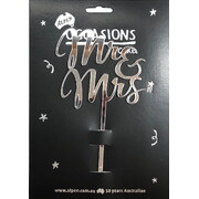 Mr & Mrs Silver 2mm Acrylic Wedding Cake Topper