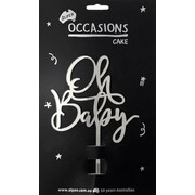 Oh Baby Silver 2mm Acrylic Shower Cake Topper