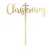 Gold Christening Acrylic Cake Topper