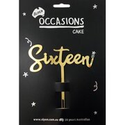 Gold Acrylic Sixteen Cake Topper