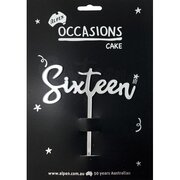 Silver Acrylic Sixteen Cake Topper