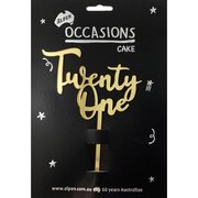 Gold Acrylic Twenty One Cake Topper