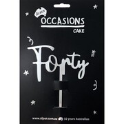 Silver Forty 2mm Acrylic Birthday Cake Topper