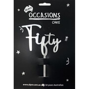 Silver Fifty 2mm Acrylic Birthday Cake Topper