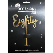 Gold Eighty 2mm Acrylic Birthday Cake Topper