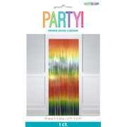 Ombre Rainbow Foil Fringe Door Curtain 91x243cm