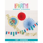Happy Birthday Paper Fan & Banner Decorating Kit
