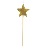 Gold Glitter Star Pick Candle Pk 1
