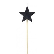 Black Glitter Star Pick Candle Pk 1