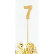 Gold Glitter Number 7 Tall Stick Cake Candle