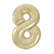 Antique Gold Number 8 Foil Supershape Balloon (34in-86cm)