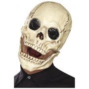 Halloween Adult White Skull Latex Mask with Movable Jaw Pk 1