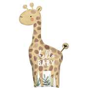 Large Hello Baby Giraffe Foil Balloon