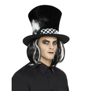 Dark Tea Party Black Top Hat with Hair Pk 1