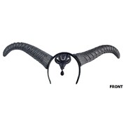 Demonic Queen Horns Headband with Black Lace & Faux Gem | Gothic Halloween Costume Accessory
