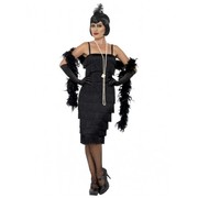 Adult Black Long 20s Flapper Dress Costume (Large, 16-18)