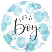 Foil Baby It's A Boy Blue Water Colour Balloon