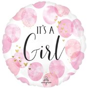 Foil Baby It's A Girl Pink Water Colour Balloon