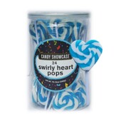 Blue Swirl Heart Pop Lollipops (288g - 12g Each) Pk 24