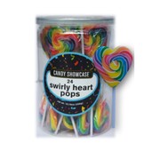 Rainbow Swirl Heart Pop Lollipops (288g - 12g Each) Pk 24
