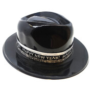 New Year Sparkle Black Plastic Gangster Hat 