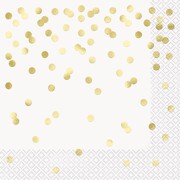 White & Gold Confetti Dots Lunch Napkins 2 Ply Pack of 16 | Paper Party Napkins