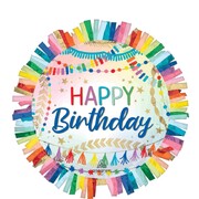 Colourful Happy Birthday Streamers & Fringe Foil Supershape Balloon