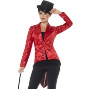 Adult Woman Red Sequin Tailcoat Jacket (Small, 8-10) Pk 1 (JACKET ONLY)