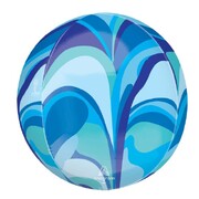 Blue Macro Marble Foil Orbz Balloon 38cm