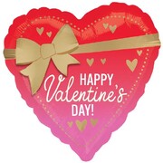 Happy Valentines Day Gold Bow Heart Foil Balloon 43cm